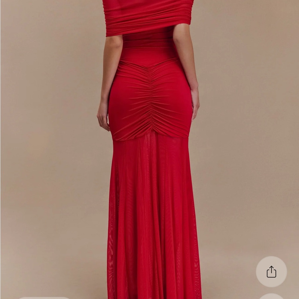 Meshki Red Ruched Maxi Dress - Picture 2 of 2